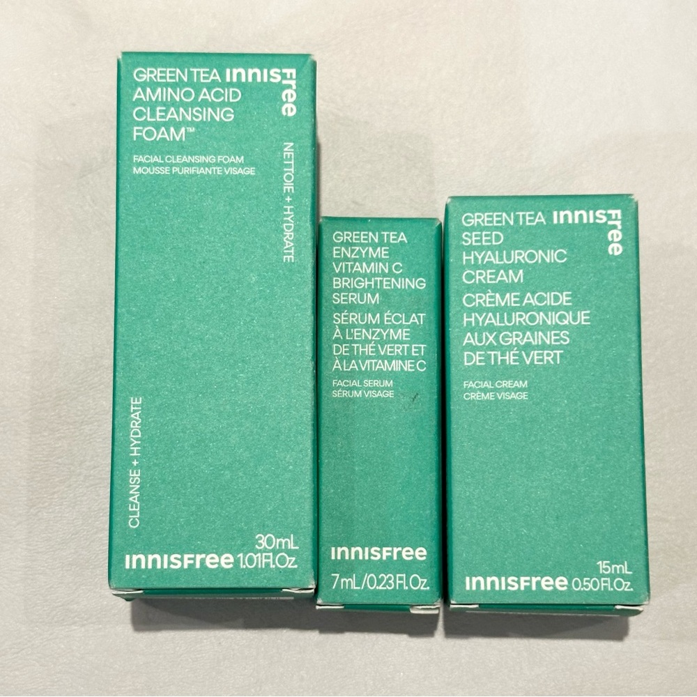 K-Beauty Innisfree Green‎ Tea Skincare Trio Three(3) Piece Set